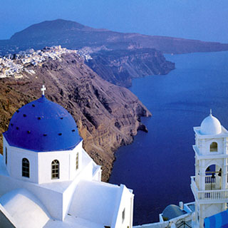 Santorini Island View of the Volcano Caldera Cliffs